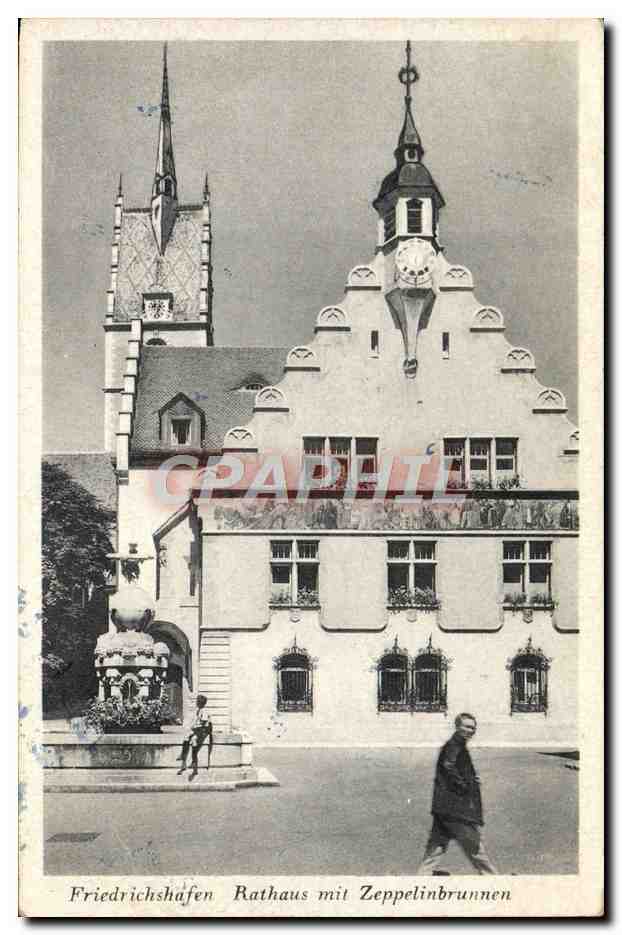CPA Friedrichshafen Rathaus Mit Zeppelinbrunnen