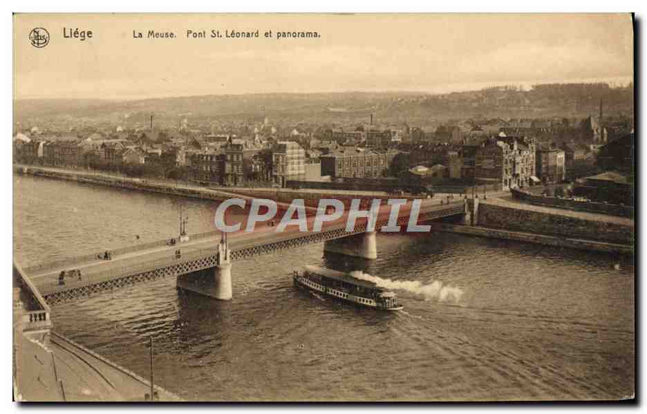 CPA Liege Le Meuse Pont St Leonard Et Panorama Bateau
