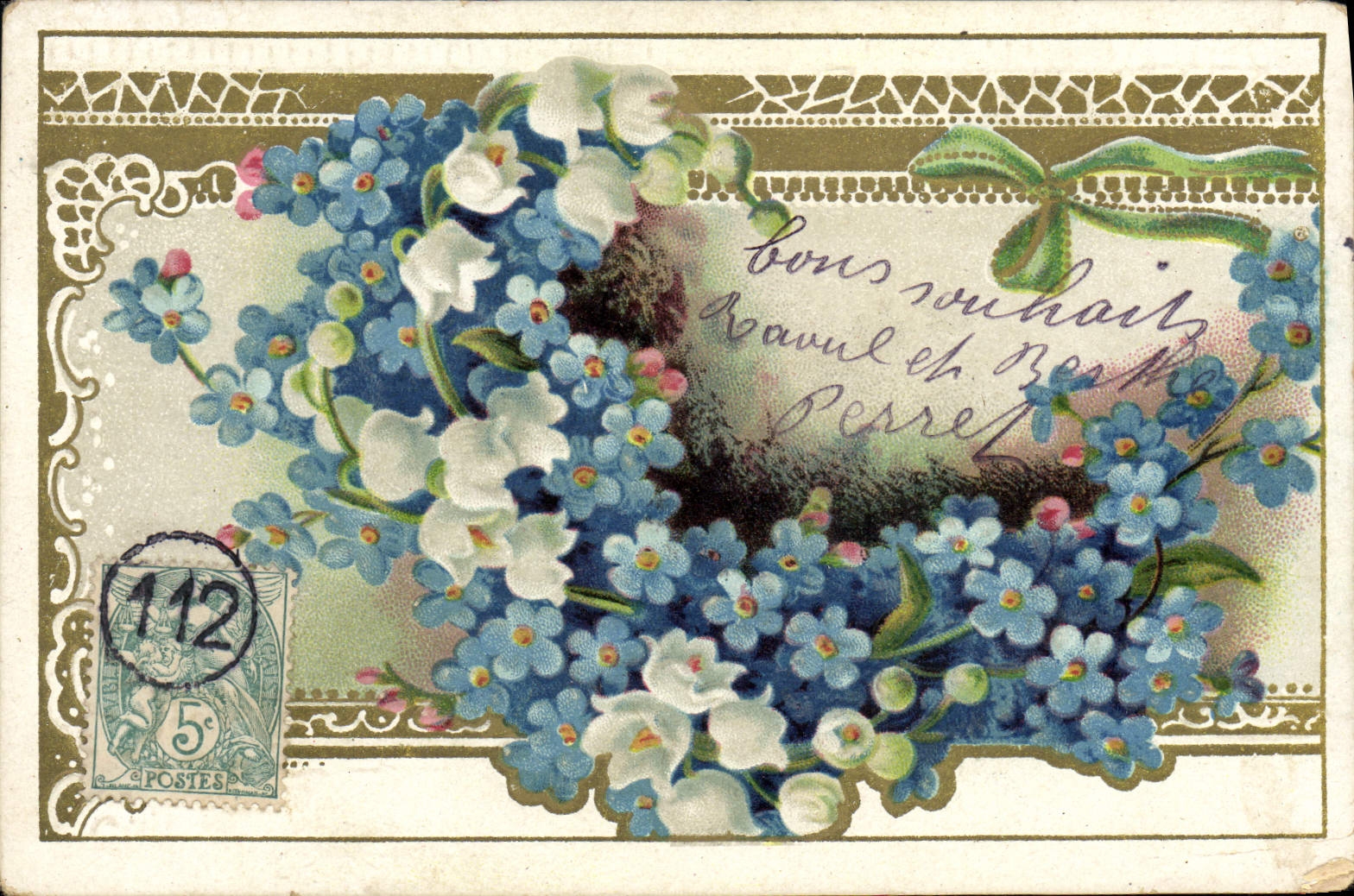 CPA Fantaisie Fleurs Cachet 112