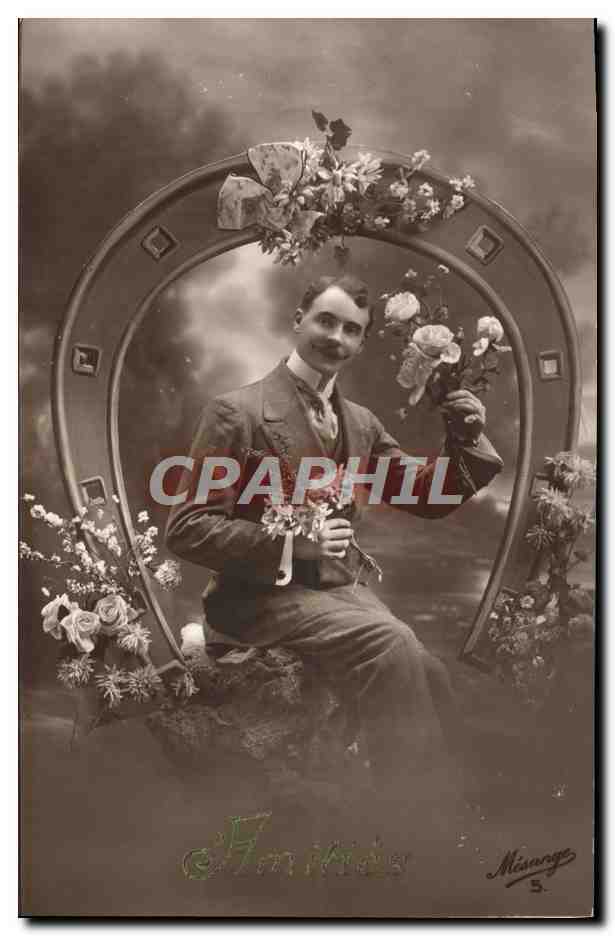 CPA Fantaisie Homme Fer a cheval