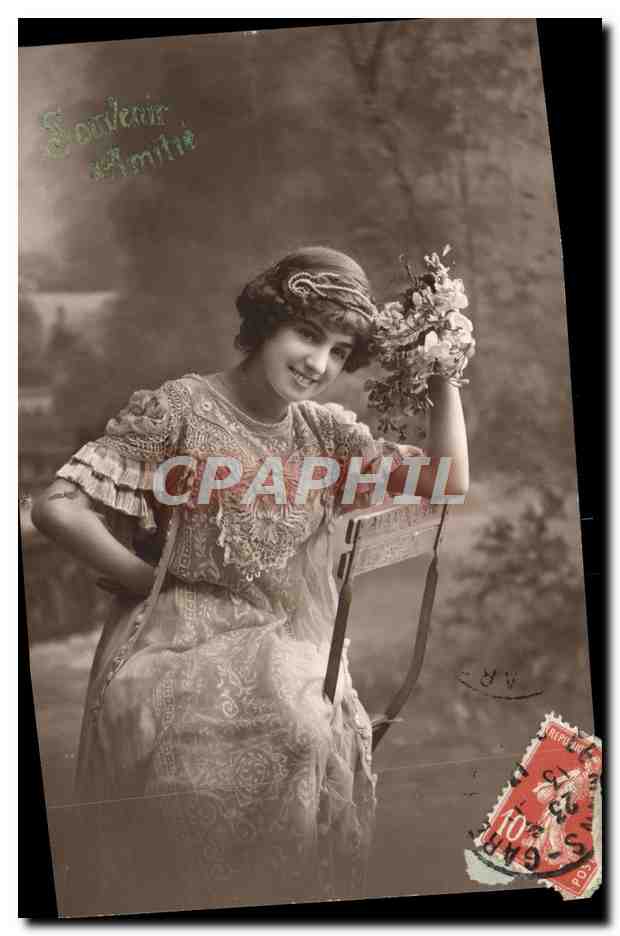 Young Woman in Ornate Dress — Souvenir d'imité — Unknown Publisher