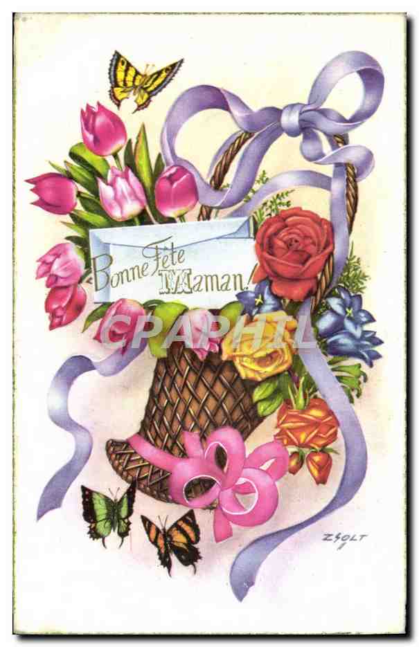 CPA Fantaisie fleurs Papillon Papillons
