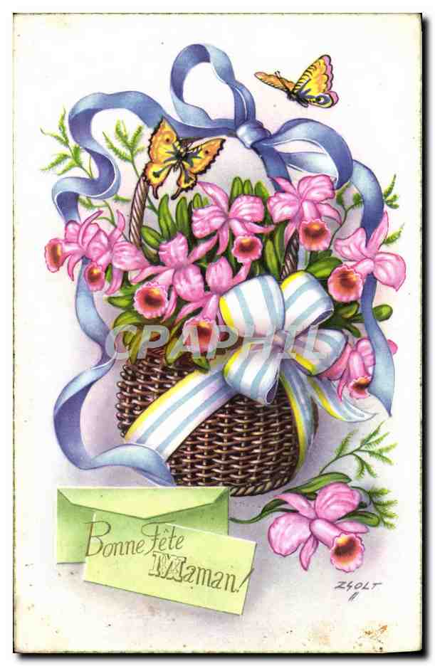 CPA Fantaisie fleurs Papillon Papillons