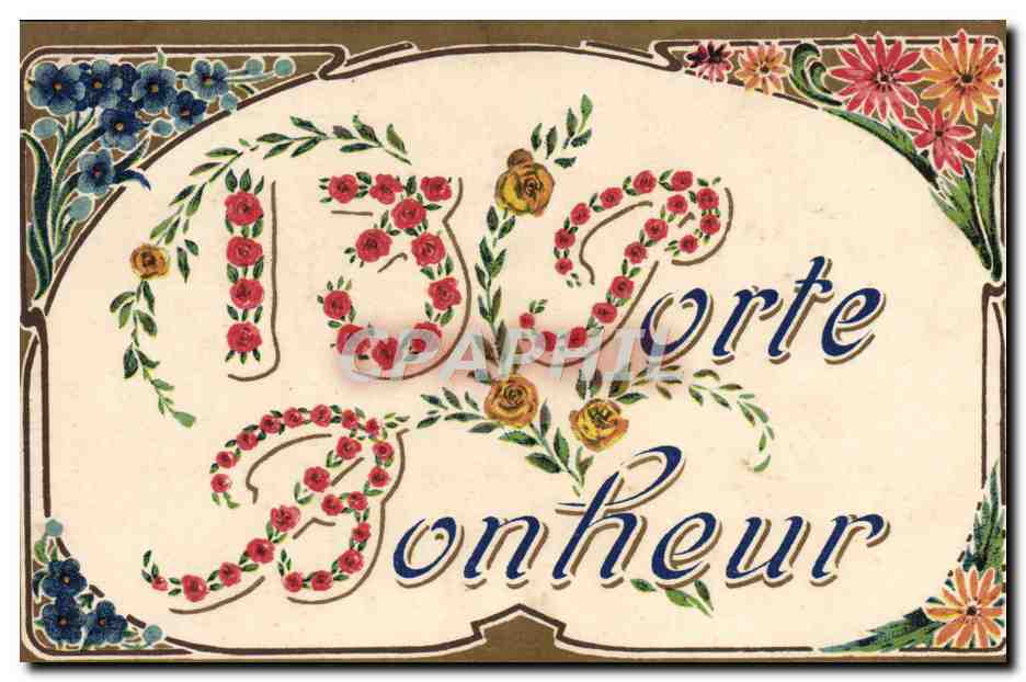 CPA Fantaisie Fleurs Porte bonheur