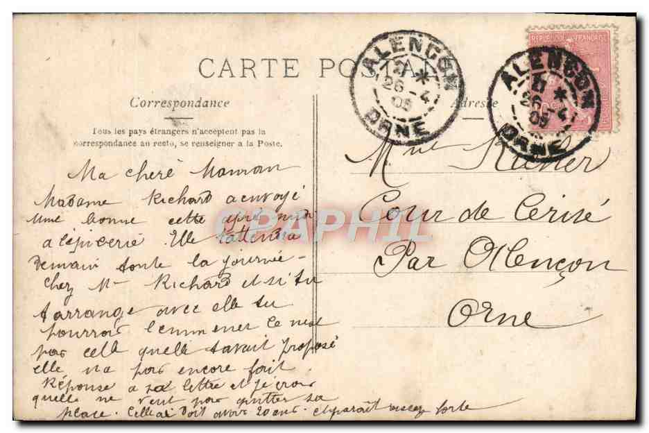 Femme au printemps — Alençon — éditeur inconnu, n° de série non visible — Verso