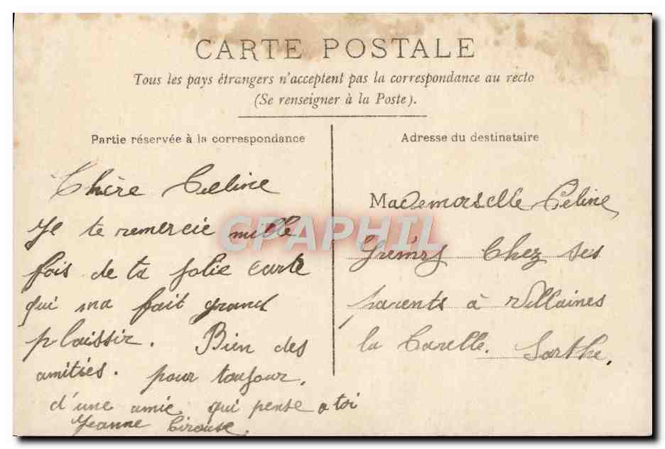 CPA Fantaisie Femme Colombe — Verso