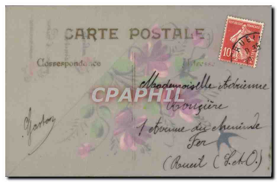 CPA Fantaisie Fleurs carte transparente — Rückseite