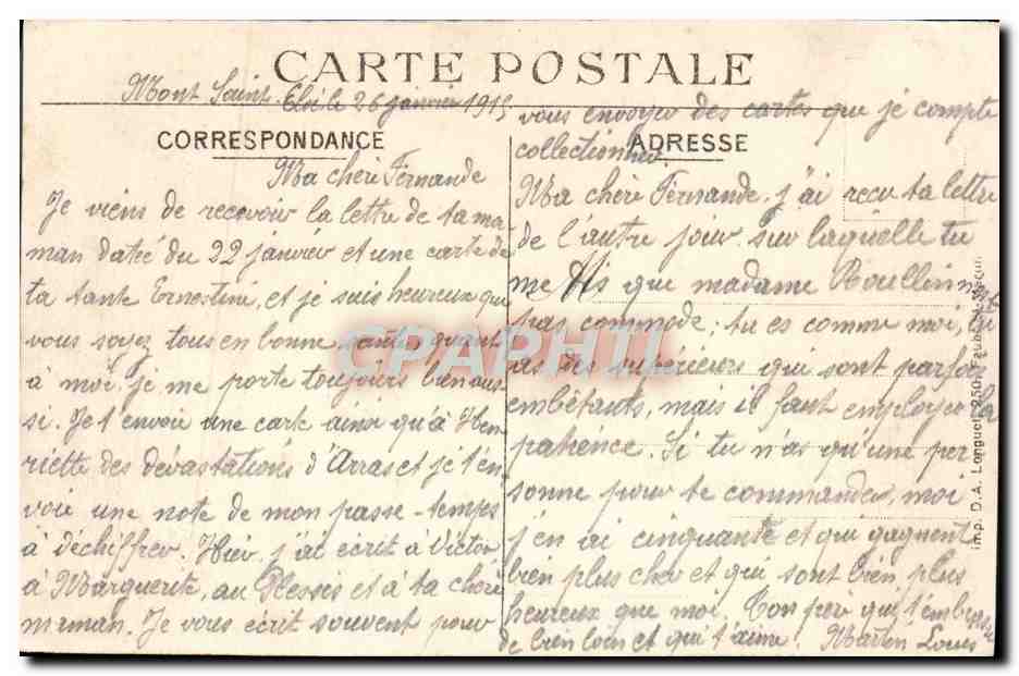 Arras — L'Hôpital St-Jean après bombardement — Édit Charles Leduc N° 49 — Reverso