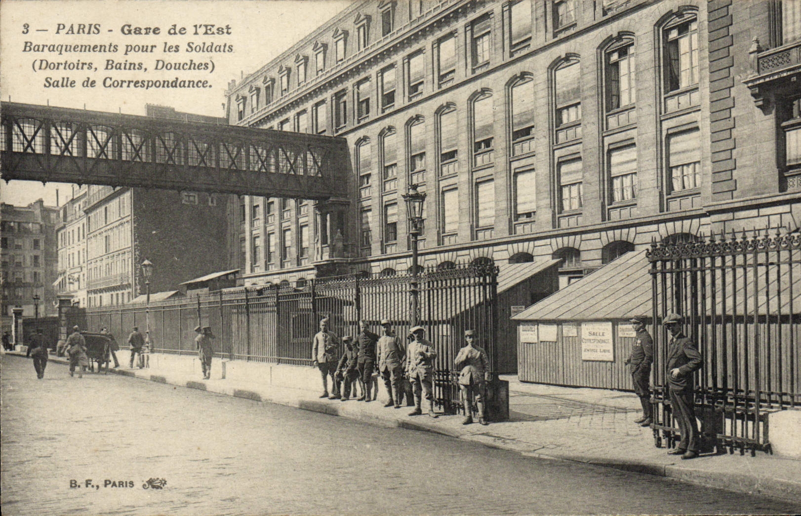 París - Estación del Este — Barracones para soldados (Dormitorios, Baños, Duchas) — Sala de Correspondencia — B.F., París