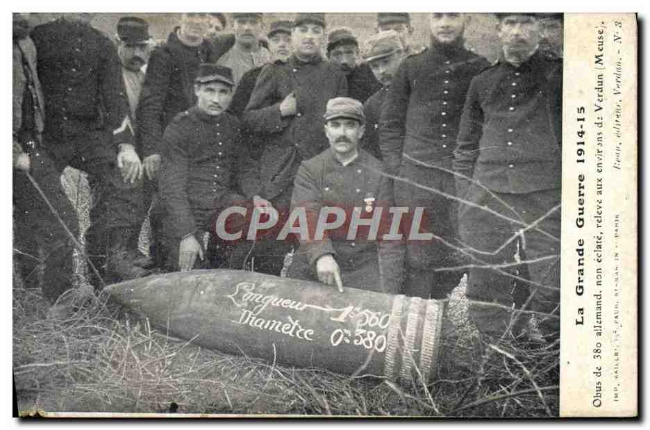 CPA Obus de 380 allemand Environs de Verdun Militaria 