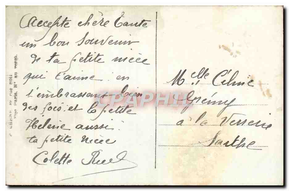 CPA Fantaisie Femme les fleurs su souvenir — Rückseite