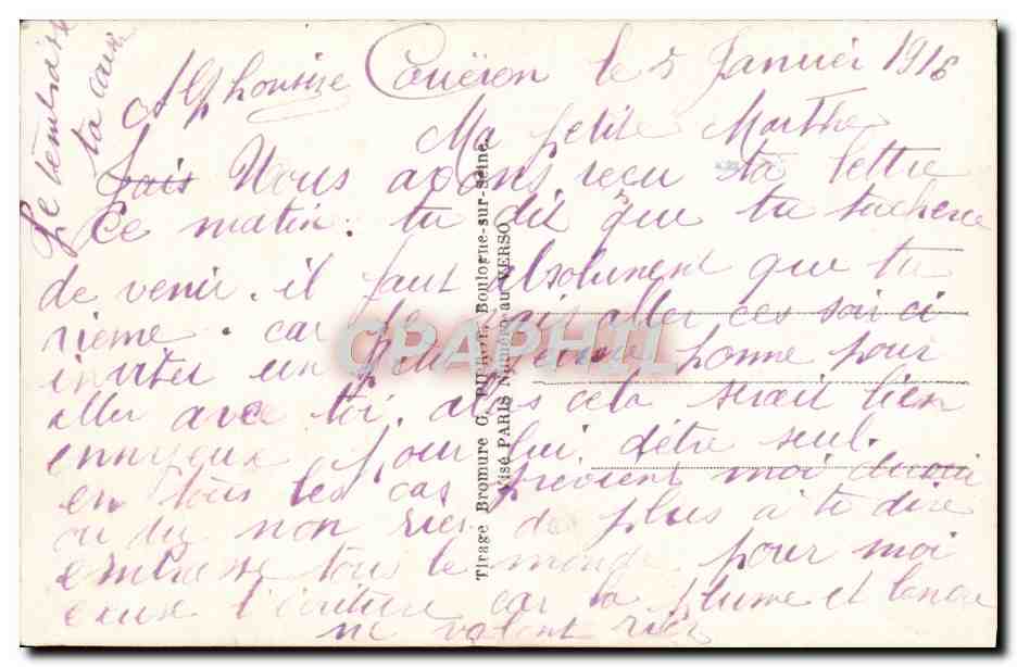CPA Fantaisie Femme Colombes — Verso