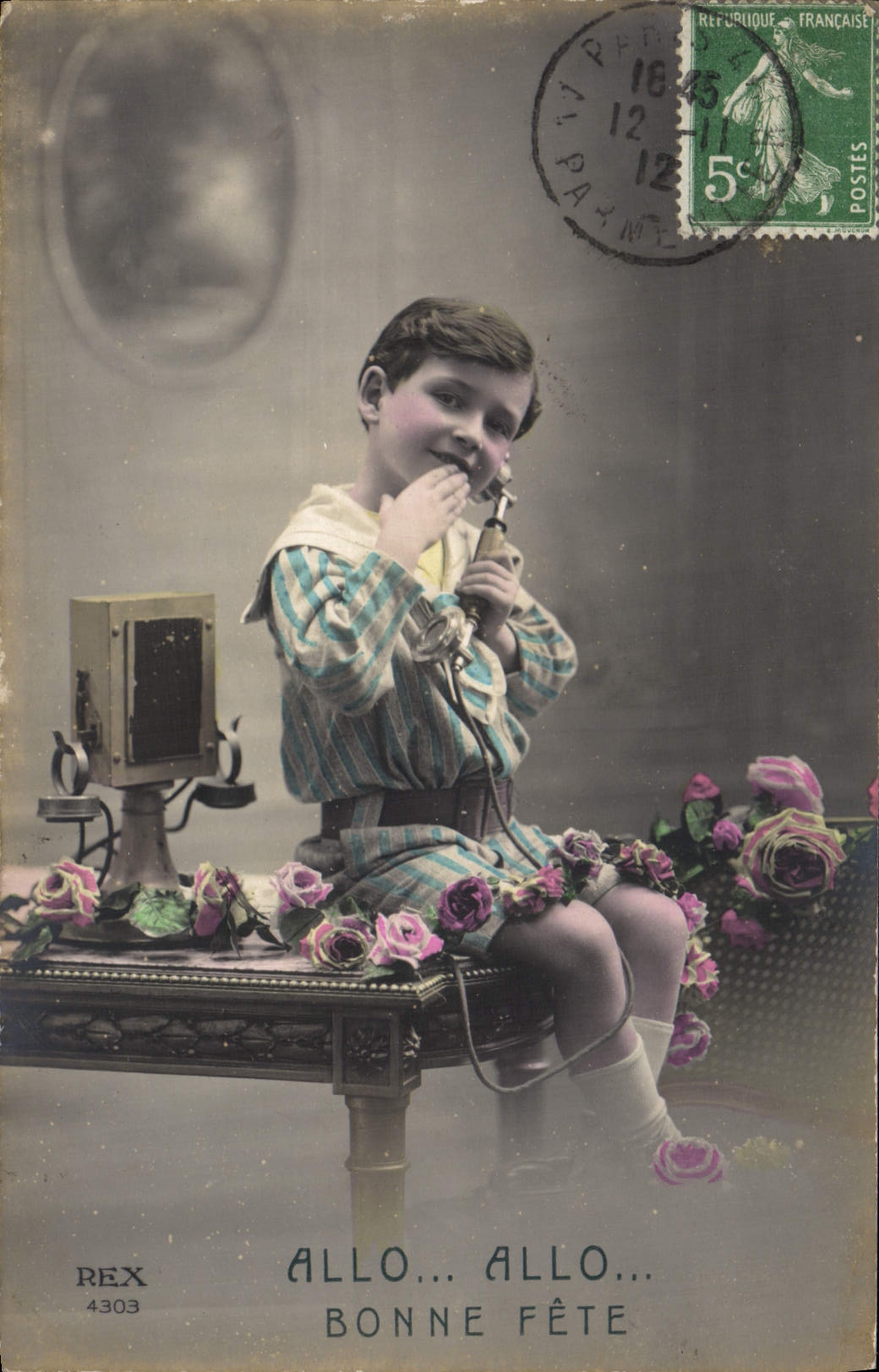 CPA Fantaisie enfant Telephone