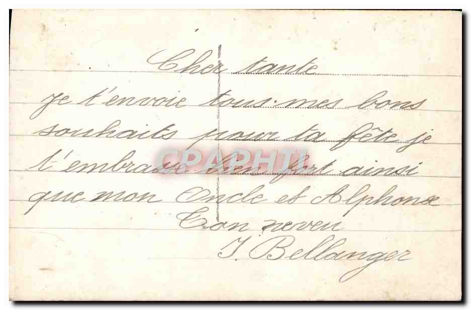 Couple en tenue de fête — scène de présentation de fleurs — éditeur Bonne Fête n°756 — Achterkant
