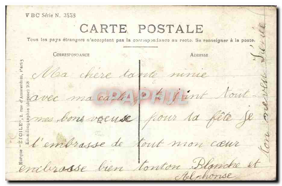 Enfant en tenue de marin avec chien — Sazerac Phot. — Bonne Fête — timbre 10c République Française — Reverso
