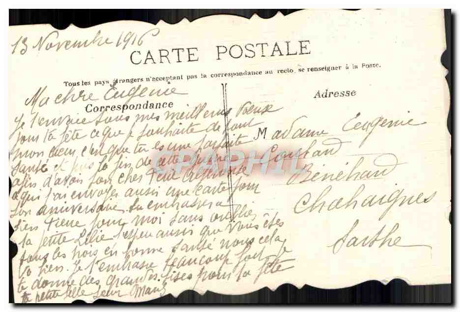 CPA Fantaisie Fleurs Oiseau — Back