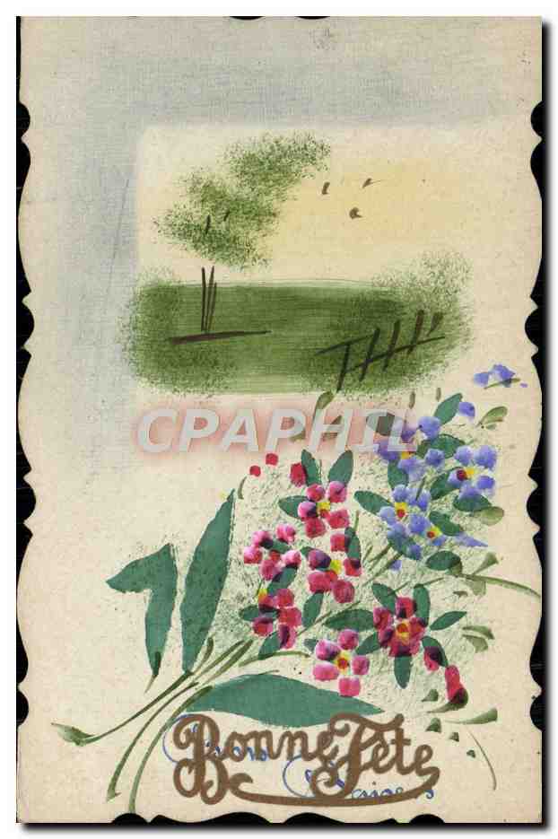 CPA Fantaisie Fleurs (dessin a la main)