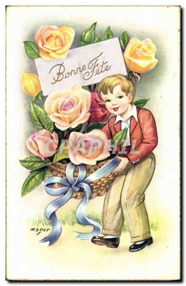 CPA Fantaisie Fleurs Enfant