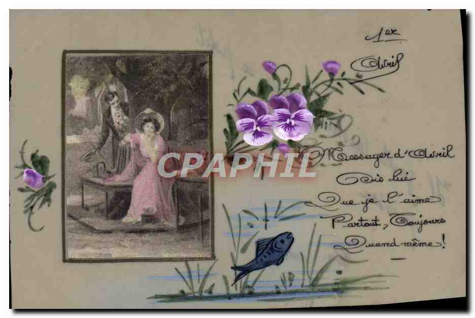CPA Fantaisie Femme (carte transparente dessin a la main)