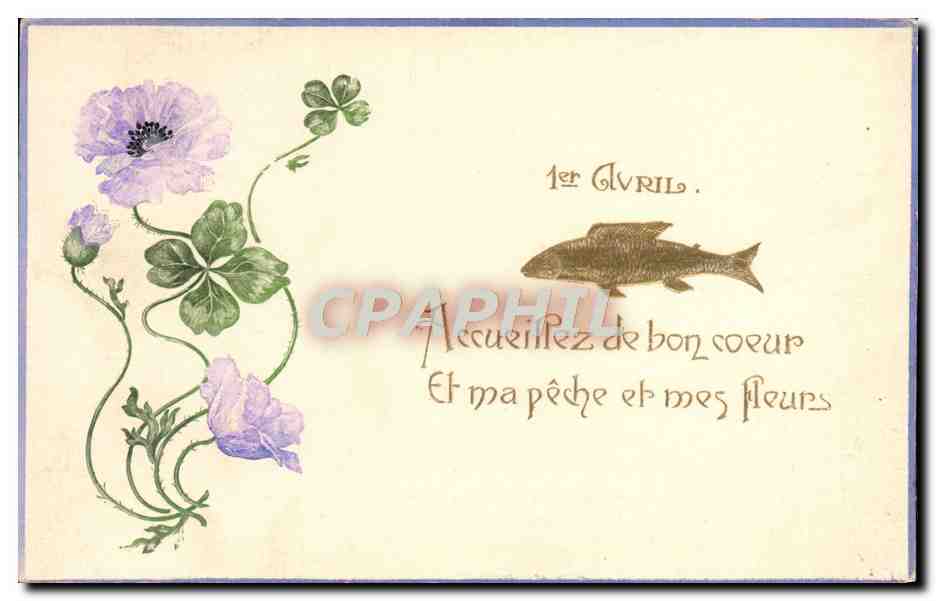 CPA Fantaisie Fleurs Poisson