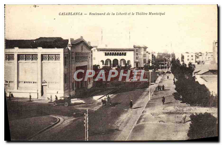 CPA Casablanca Boulevard de la Liberte et le Theatre municipal
