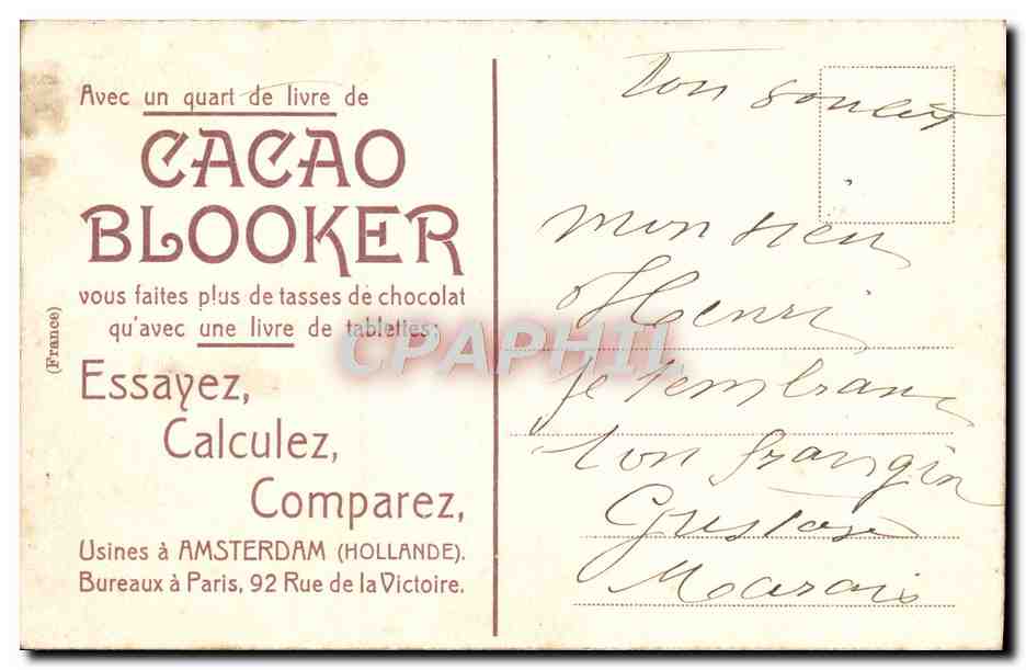 CPA L'Eglise St Jean a Bois le Duc Cacao Blooker — Back