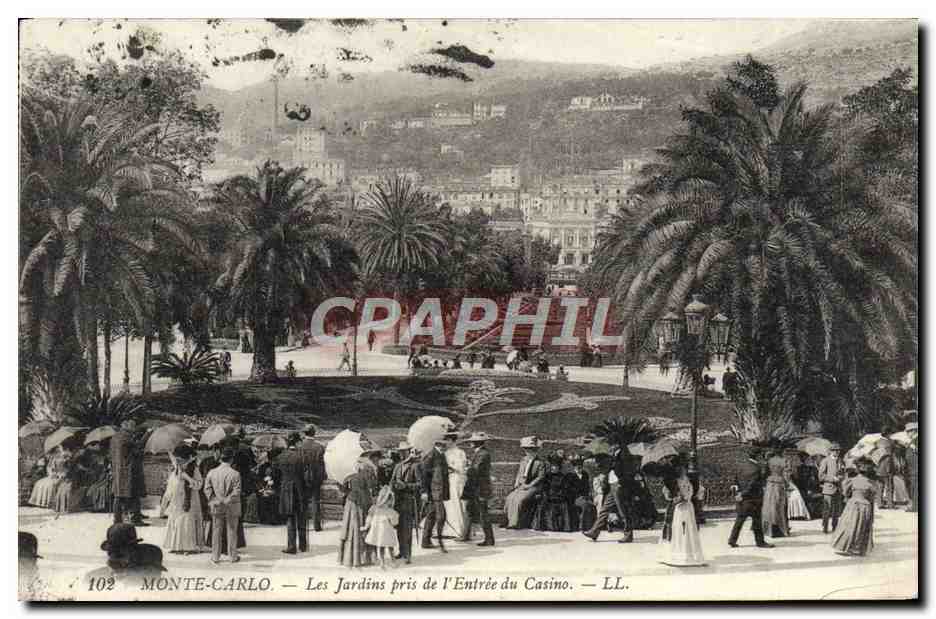 CPA Monte Carlo Les Jardins Pris de L'Entree du Casino