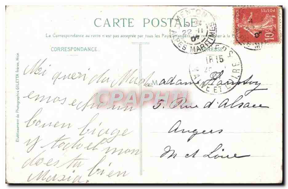 CPA Monte Carlo Un coin des jardins du casino — Verso