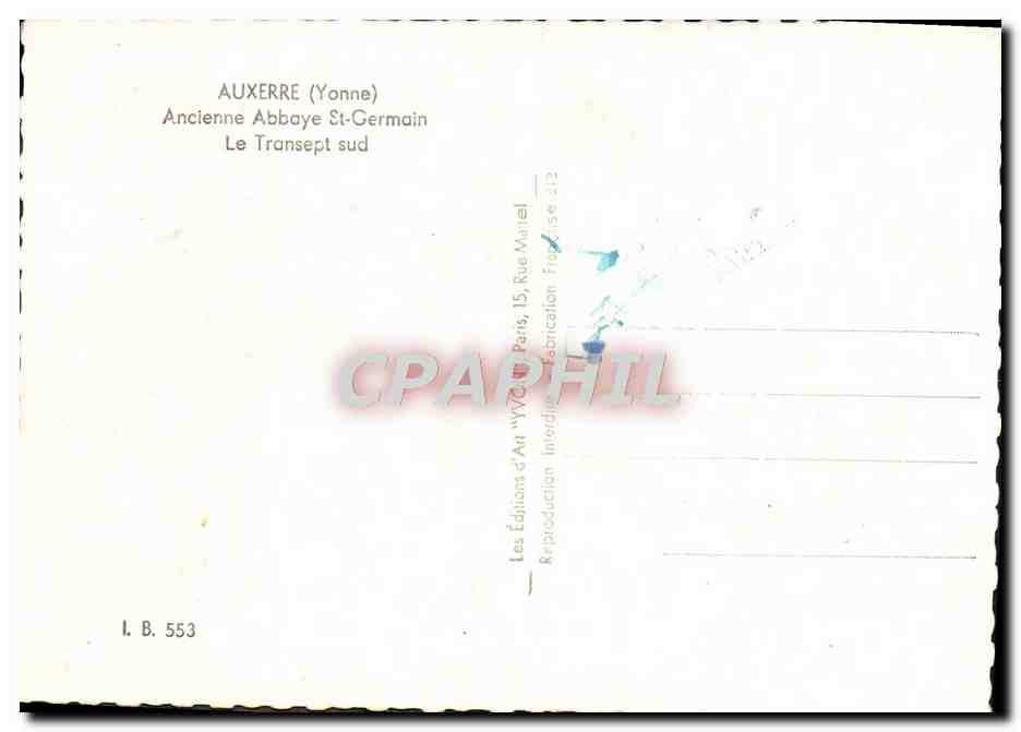 CPM Auxerre Ancienne Abbaye St Germain Le Transept Sud — Verso