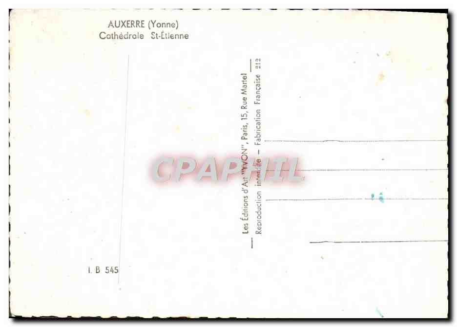 CPM Auxerre Cathedrale St Etienne — Verso