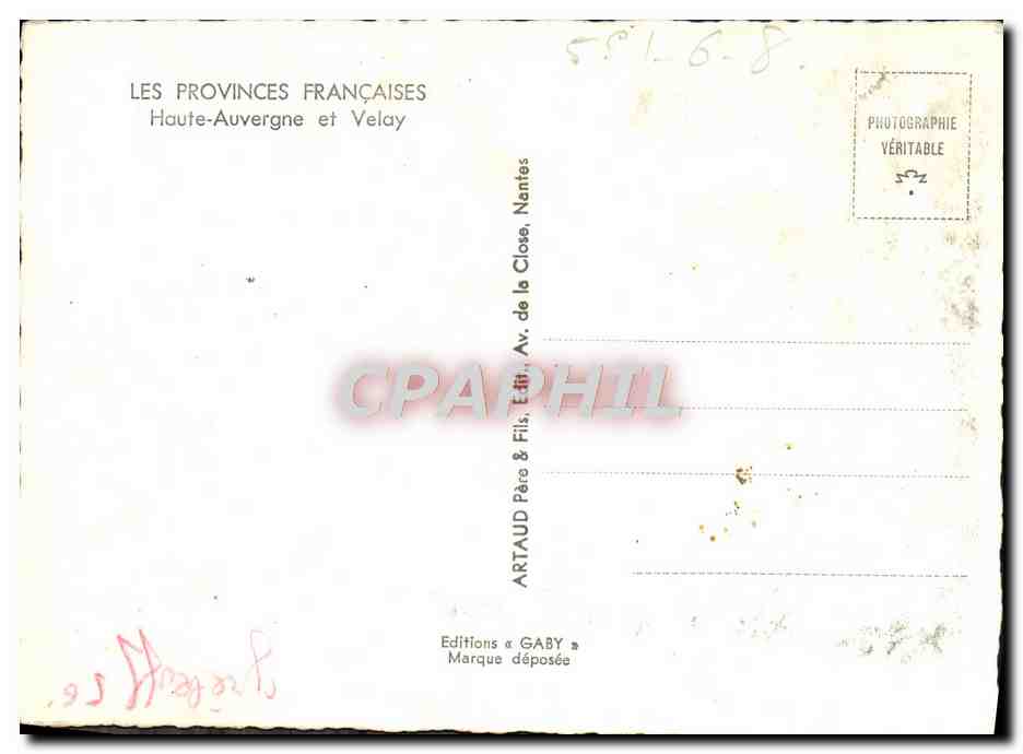 La Haute Auvergne et le Velay — Terres Volcaniques — Éditions Gaby, Nantes — Rückseite