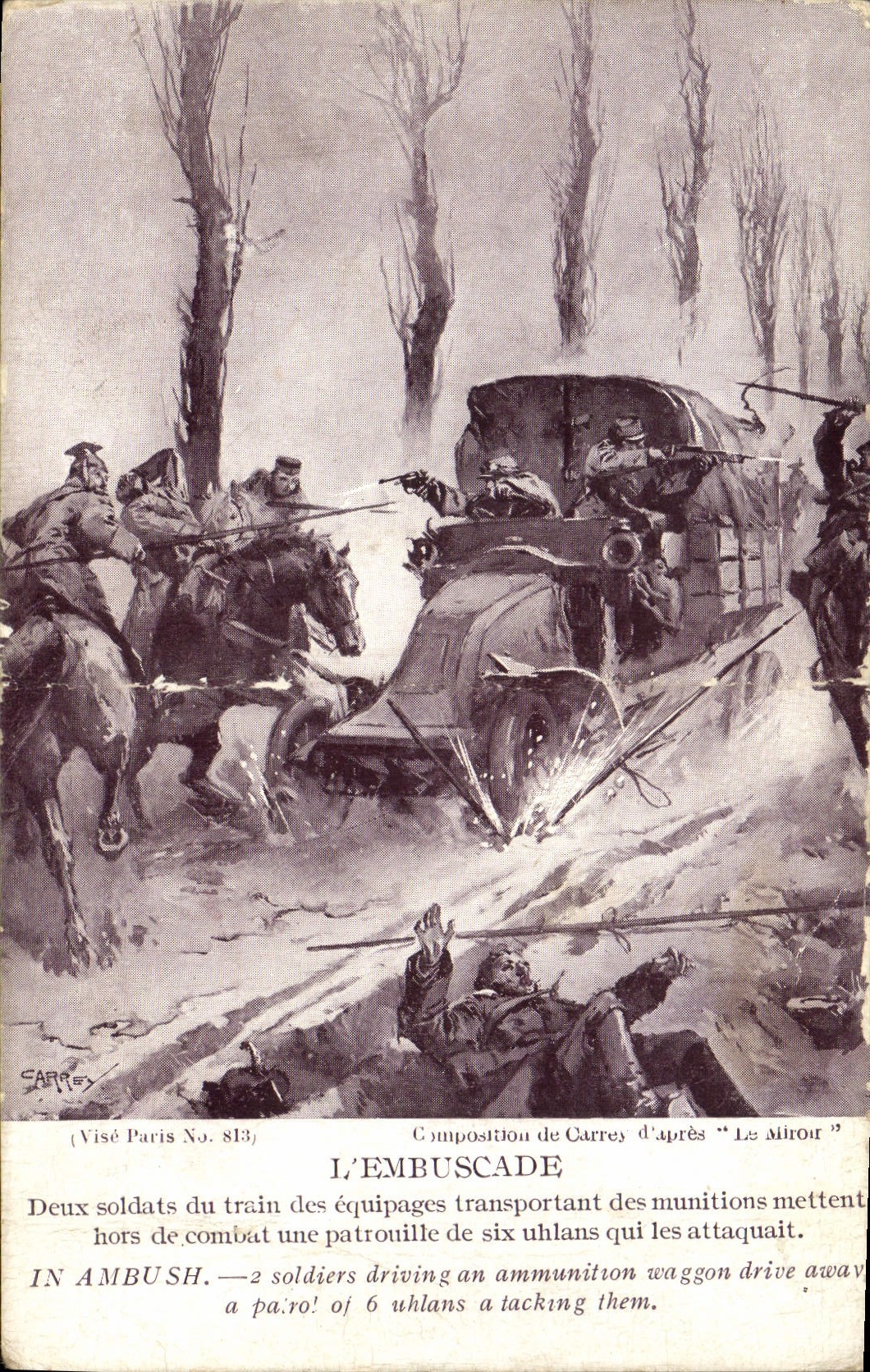 Vintage Postcard The Military Ambush Automobile