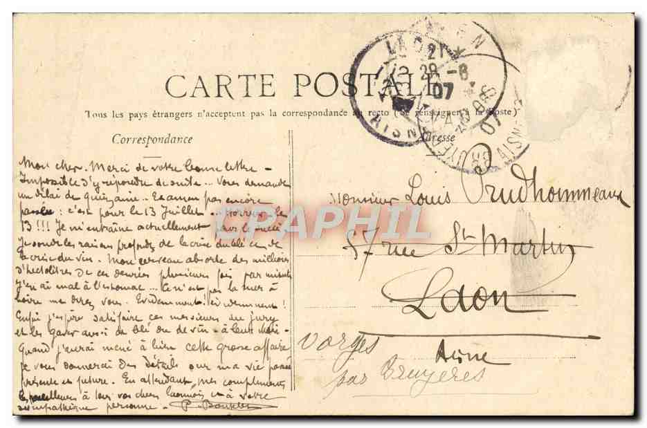 CPA Byrrh Quinquina Vin Alcool — Verso