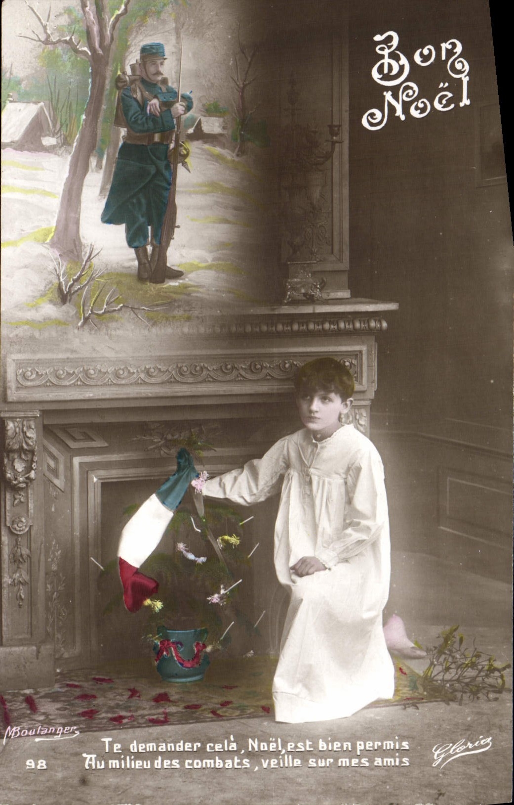CPA Fantaisie Enfant Bon Noel Soldat Militaria 
