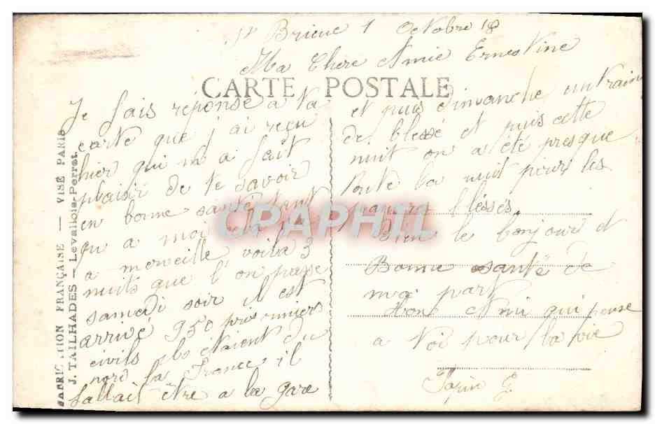 CPA Fantaisie Soldat Militaria — Rückseite