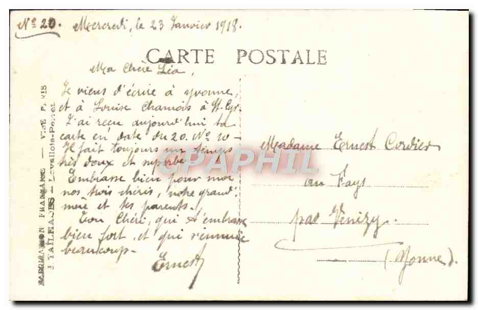 CPA Fantaisie Femme Soldat Militaria  — Rückseite
