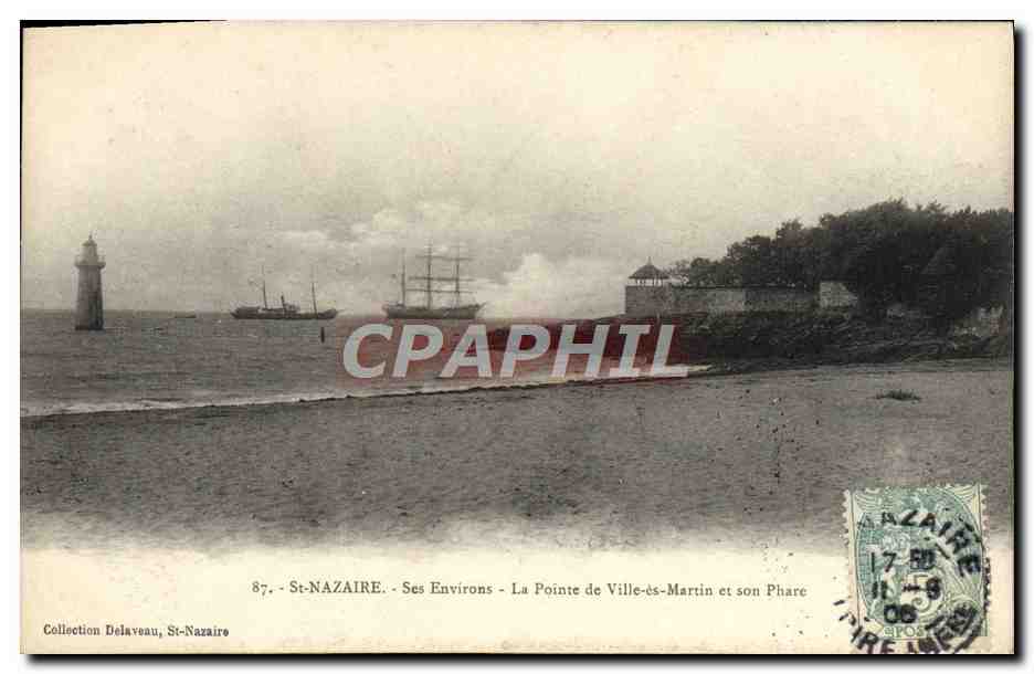 CPA St Nazaire Ses Environs La Pointe de Ville es Martin et son phare Bateaux