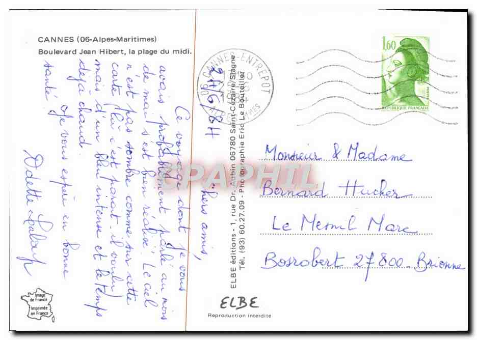 CPM Cannes Boulevard Jean Hibert la plage du midi — Verso