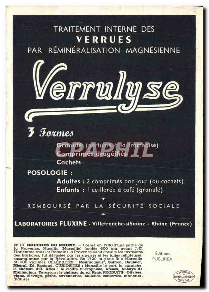 CPM Carte Bouches du Rhone Arles Marseille Aix Publicite Verrulyse — Rückseite