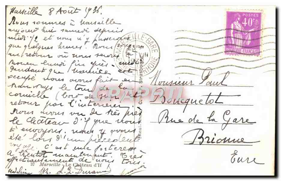 CPA Marseille Le Chateau d'If  — Verso