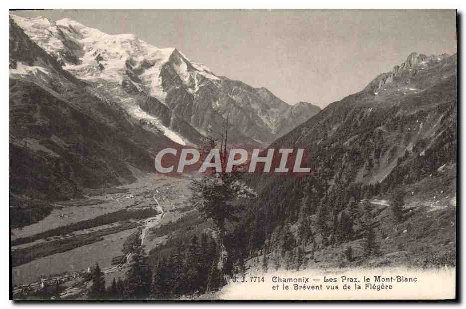 CPA Chamonix Les Prax Le Mont Blance et le Brevent vus de la Flegere 
