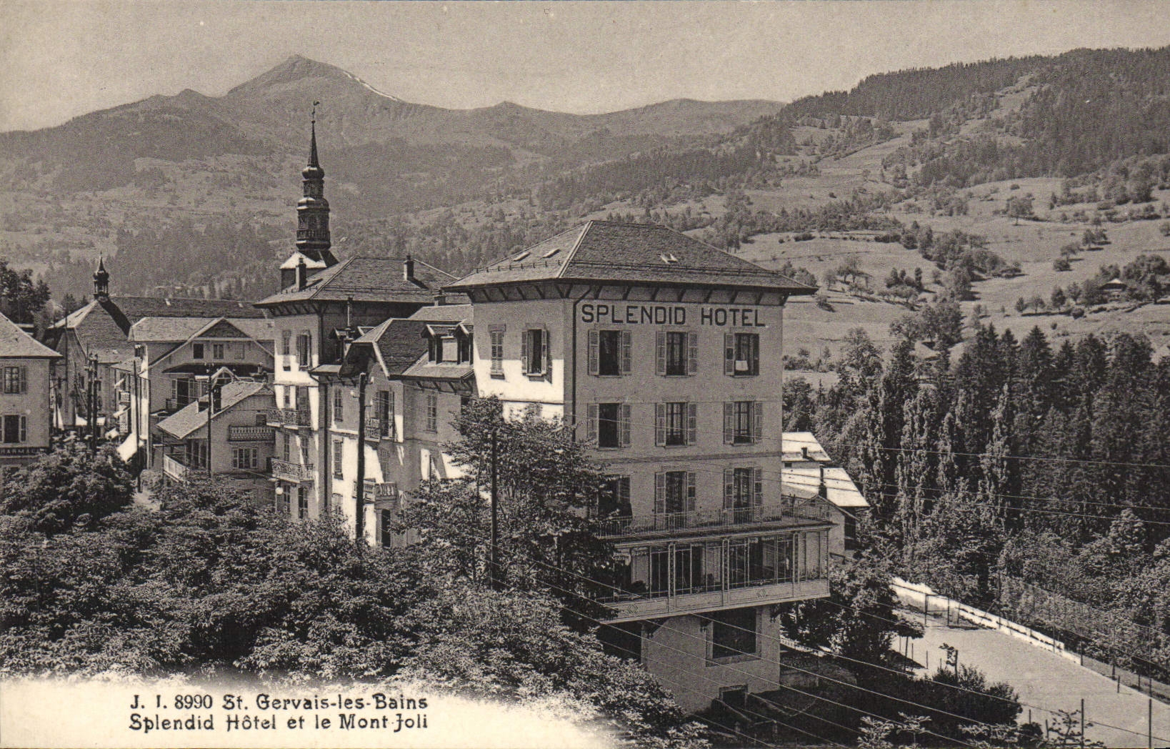 San Gervais-les-Bains — Hotel Splendid y el Mont Joli — Julillie frères, Fot. Editores, Ginebra