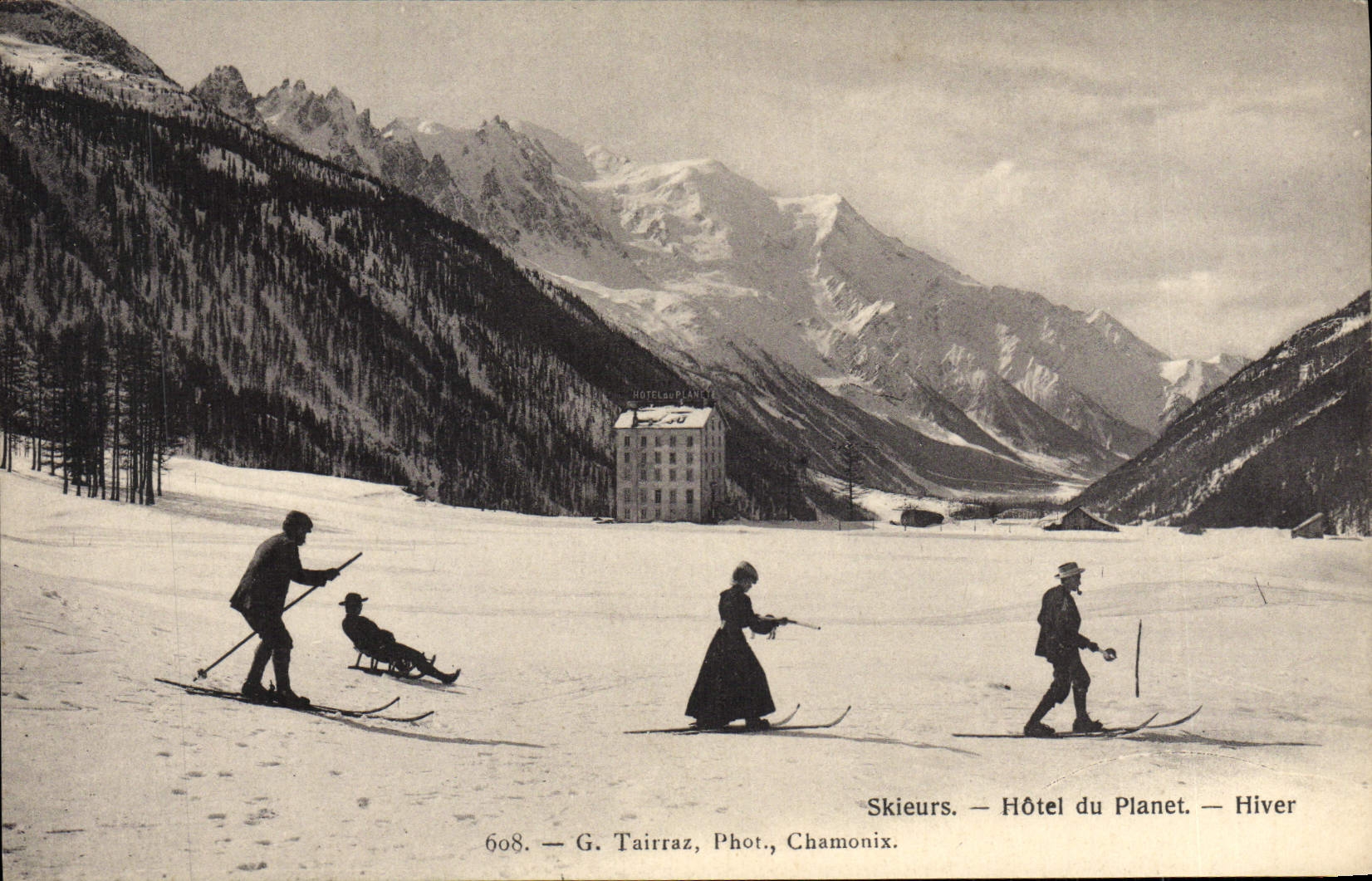 CPA Skieurs Hotel du Planet Hiver Luge
