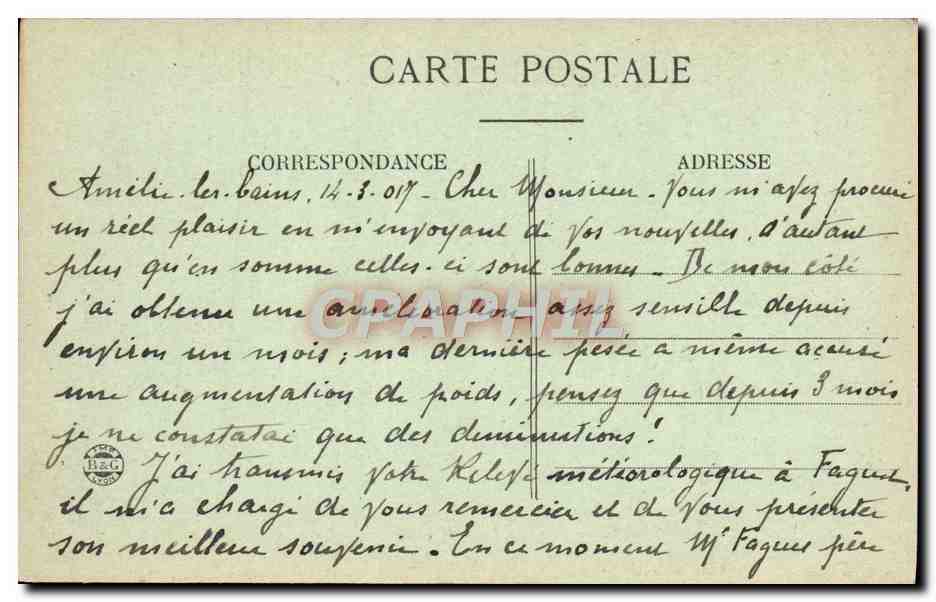 CPA Amelie les Bains Un Coin de la Ville  — Rückseite