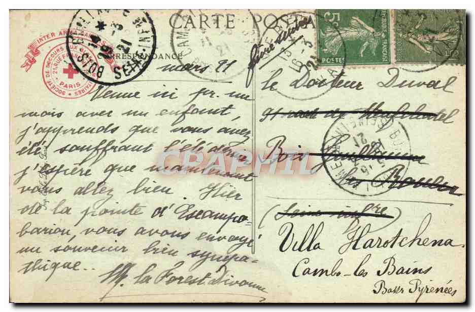 Le Mont des Oiseaux, près Hyères — Société de Secours aux Blessés Militaires — n°26 — Back