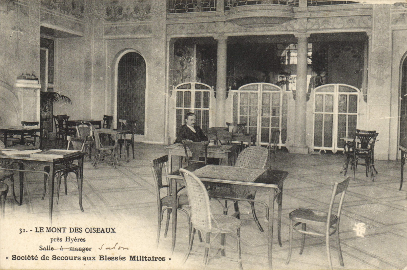 Le Mont des Oiseaux près Hyères — Salle à manger du Salon des Blessés Militaires — Société de Secours aux Blessés Militaires