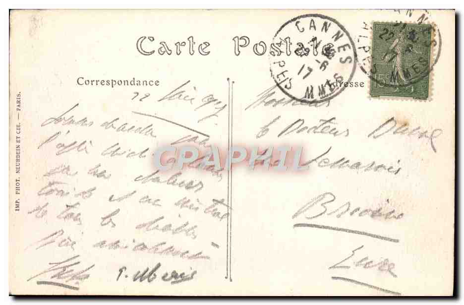 CPA Environs de Cannes L'Esterel vue prise de la Bocca  — Rückseite