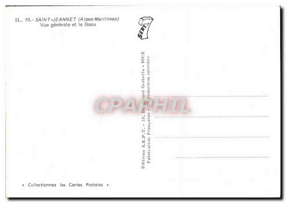 CPM Saint Jeannet Vue generale et le Baou  — Rückseite
