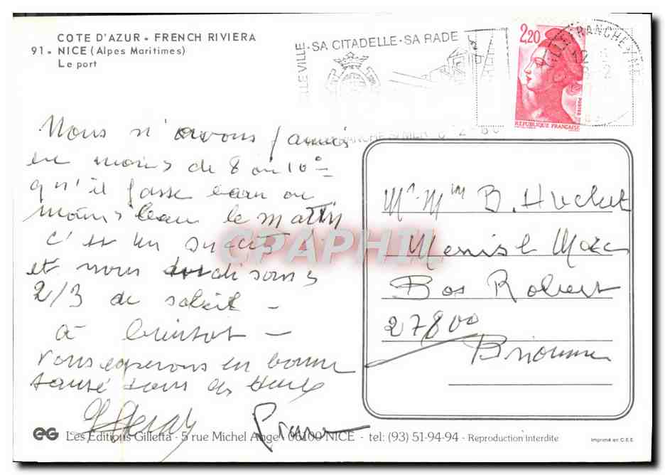 CPM Nice Le Port Bateau Paquebot  — Verso