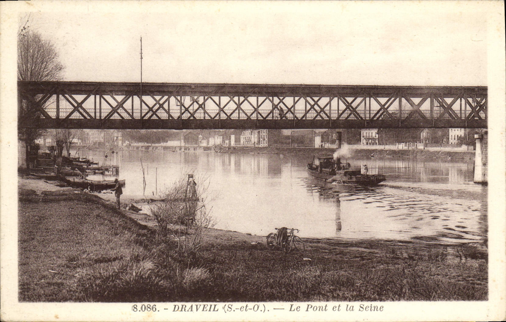 CPA Draveil Le Pont et la Seine Bateau